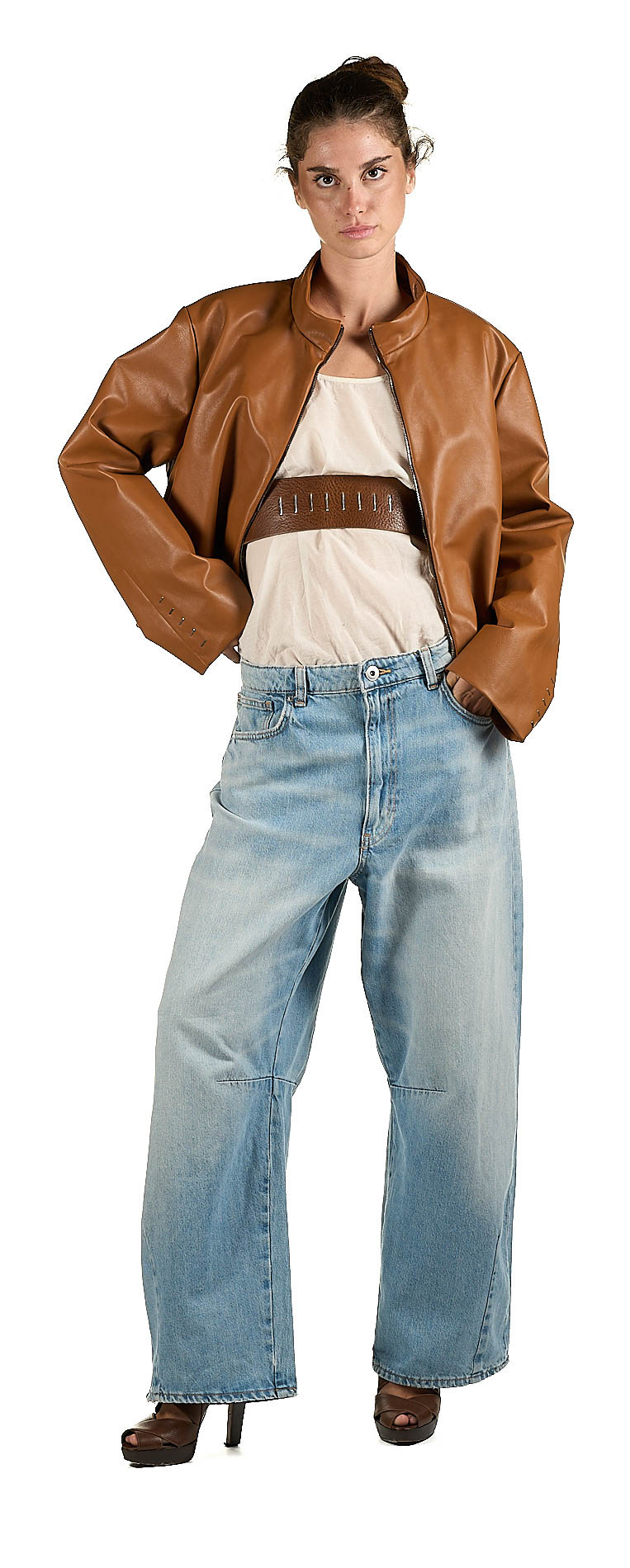 DANIELE BASTA LEATHER AND SILVER JACKET